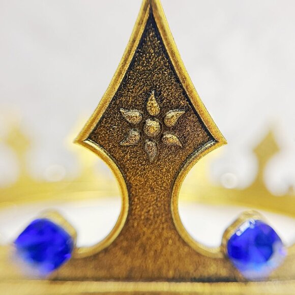Regal Gold Crown, Royal Renaissance Crown, Medieval Costume, Black Stone Crown - Picture 5 of 9